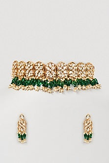 Gold Plated Kundan Polki Choker Necklace Set