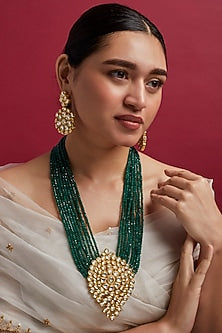Gold Plated Onyx Necklace Set