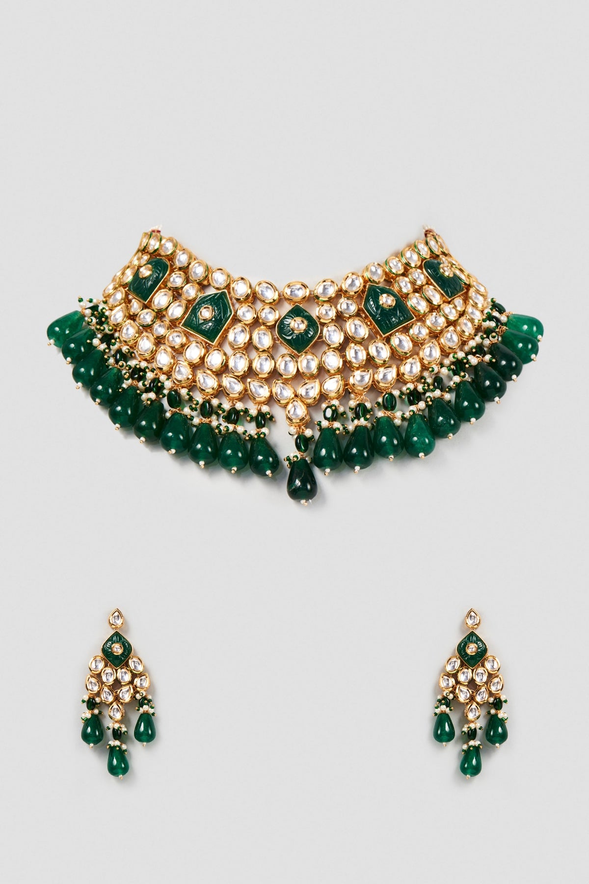 Gold Plated Kundan Polki Necklace Set
