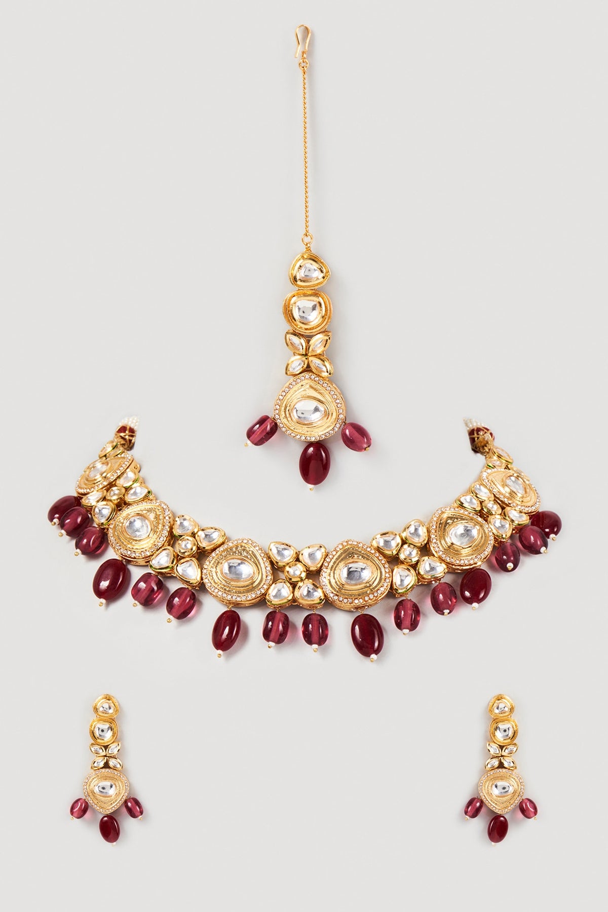 Gold Plated Beaded Choker Necklace Set
