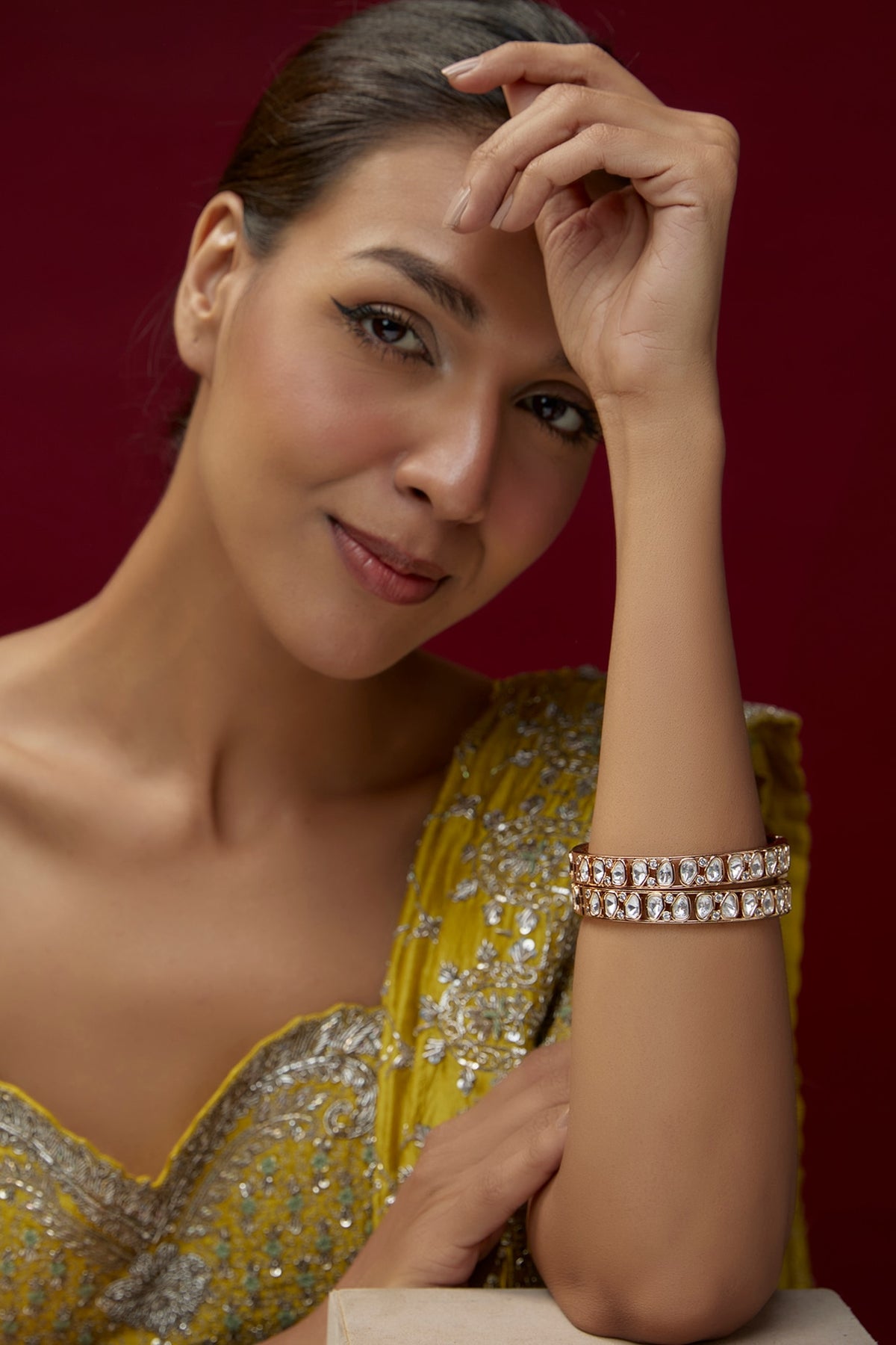 Gold Plated Kundan Polki Bangles (Set Of 2)