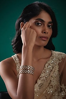 Gold Plated Kundan Polki Bangles (Set Of 2)