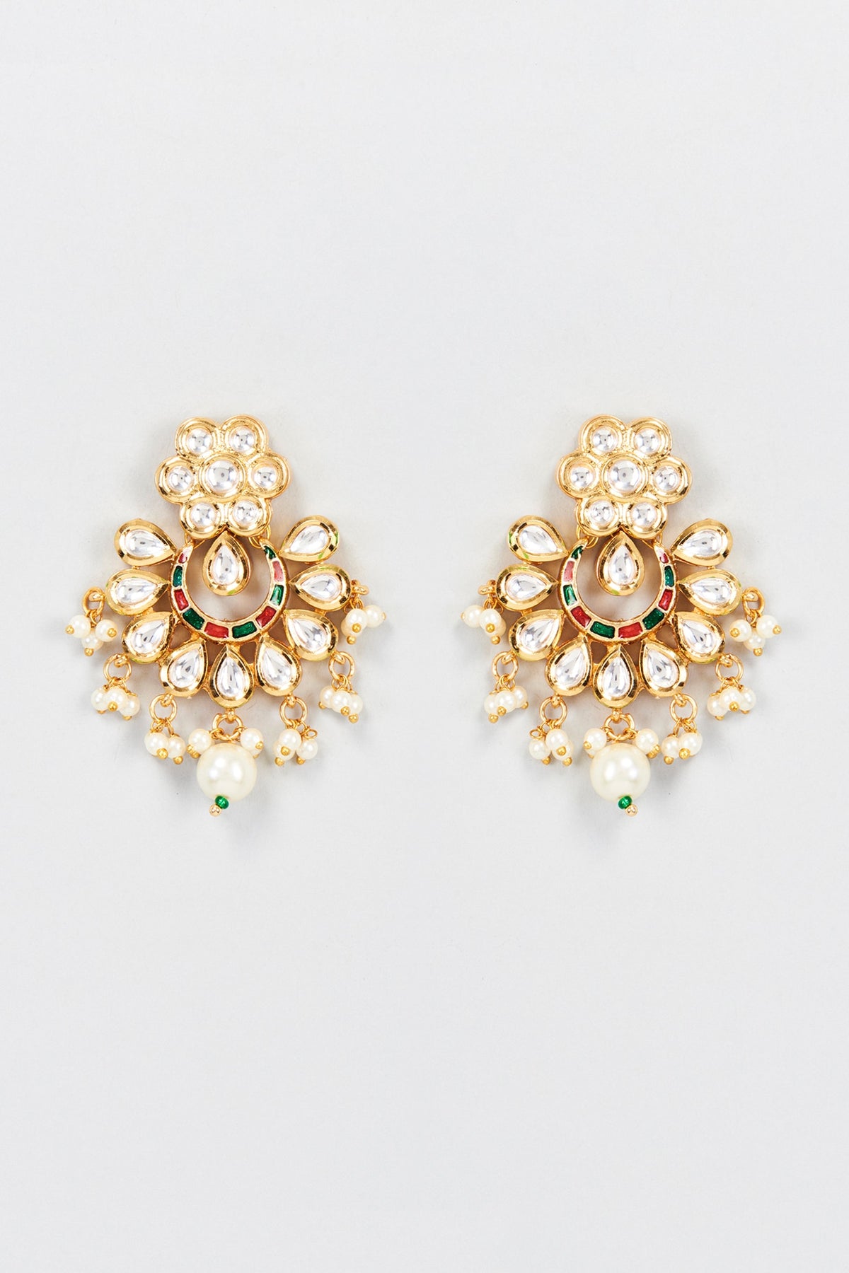 Gold Plated Kundan Polki Dangler Earrings