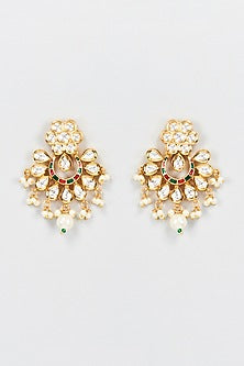 Gold Plated Kundan Polki Dangler Earrings