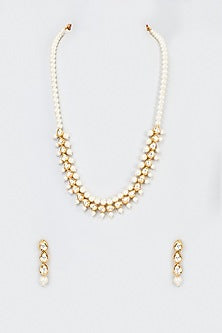Gold Plated Kundan Polki Long Necklace Set