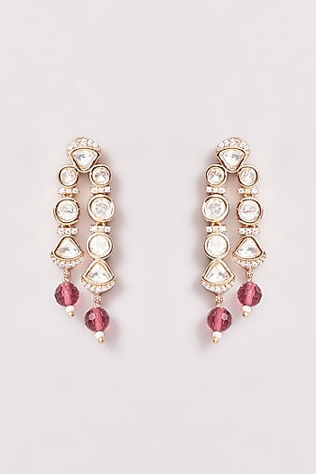 Gold Plated Kundan Polki & Beaded Necklace Set