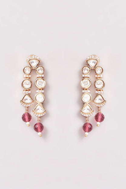 Gold Plated Kundan Polki & Beaded Necklace Set