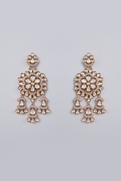 Gold Plated Kundan Polki & Crystal Necklace Set