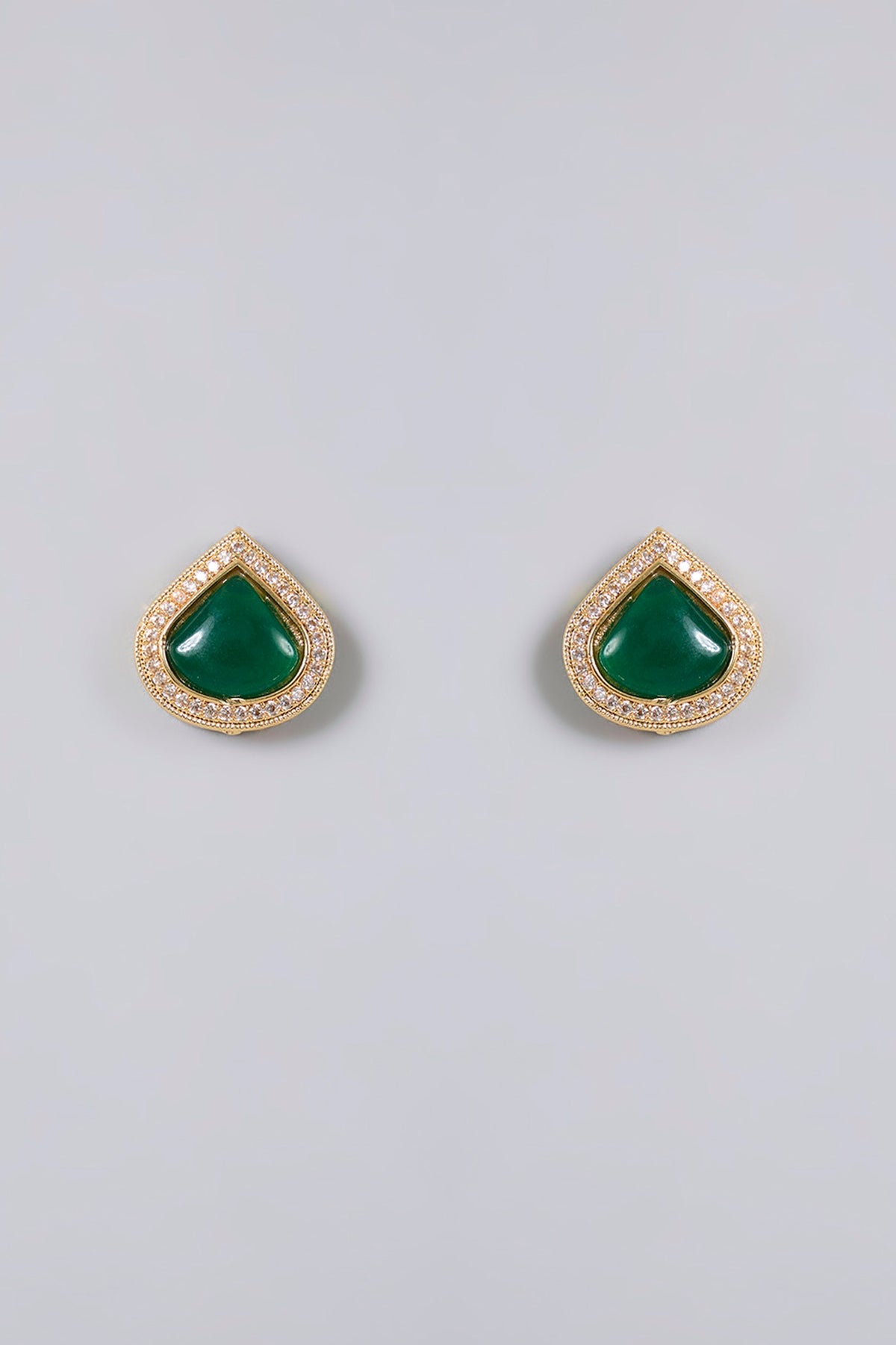 Gold Plated Kundan Polki & Emerald Stone Necklace Set