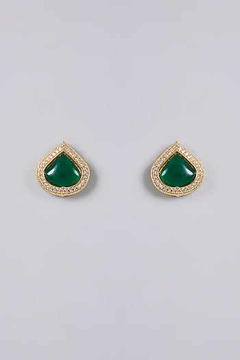 Gold Plated Kundan Polki & Emerald Stone Necklace Set