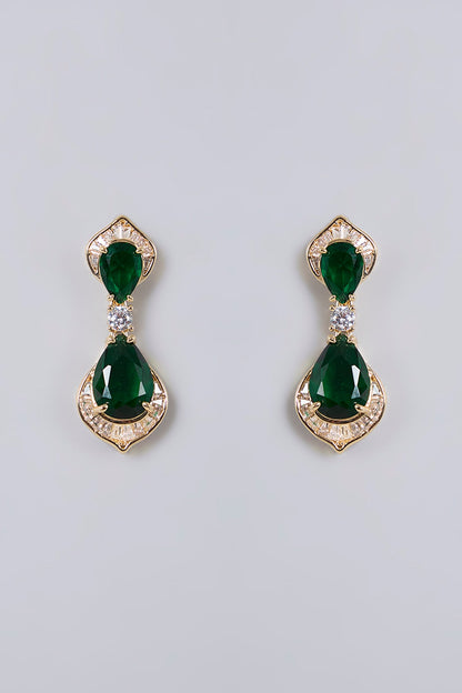 Gold Plated Diamond & Emerald Cubic Zirconia Necklace Set