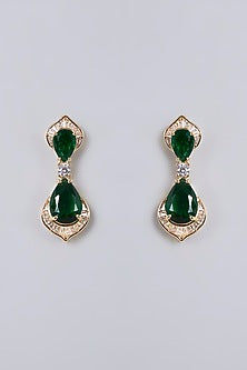 Gold Plated Diamond & Emerald Cubic Zirconia Necklace Set