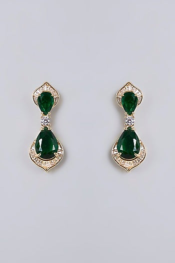 Gold Plated Diamond & Emerald Cubic Zirconia Necklace Set