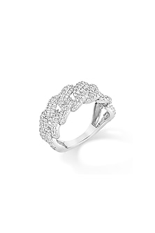 White Rhodium Plated Cubic Zircon Ring In Sterling Silver