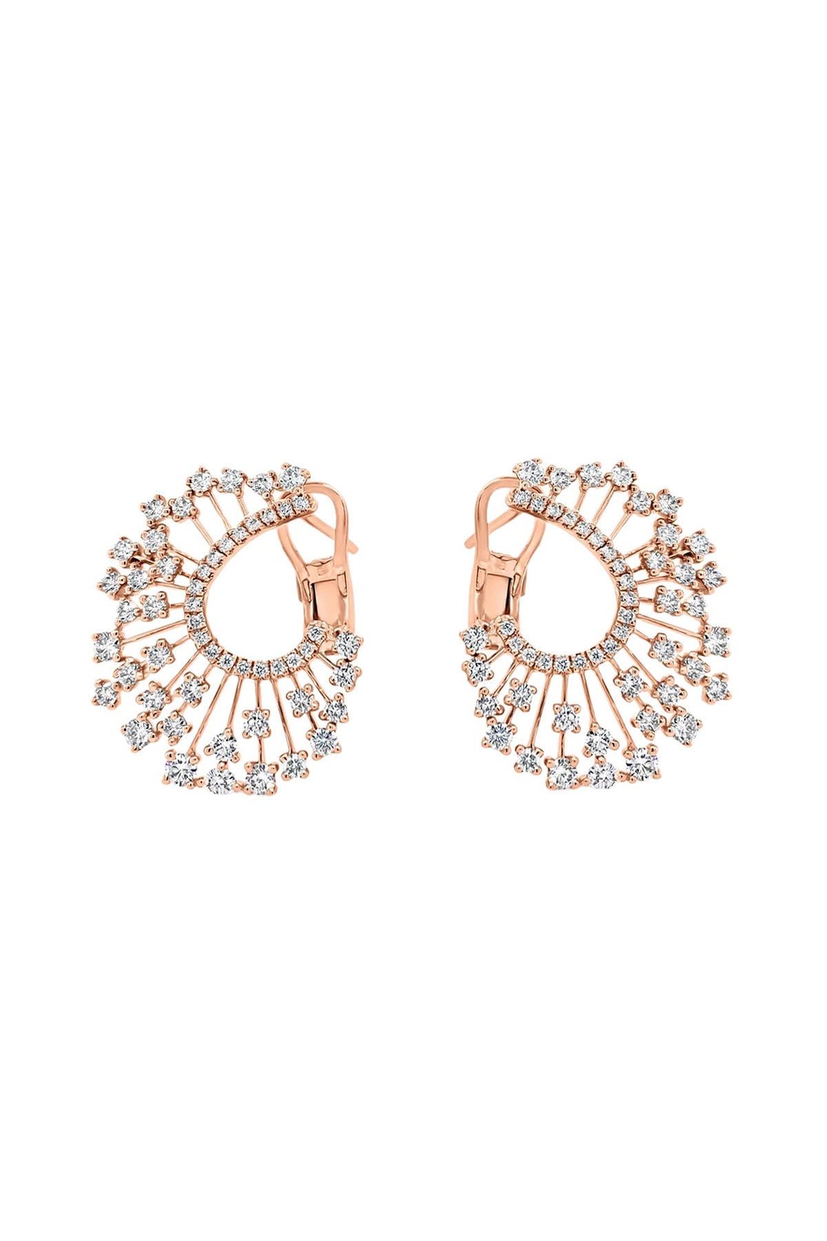 Rose Gold Plated Cubic Zircon Hoop Earrings In Sterling Silver