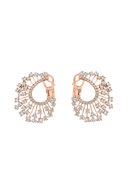 Rose Gold Plated Cubic Zircon Hoop Earrings In Sterling Silver