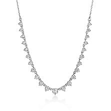 White Rhodium Plated Cubic Zircon Necklace In Sterling Silver