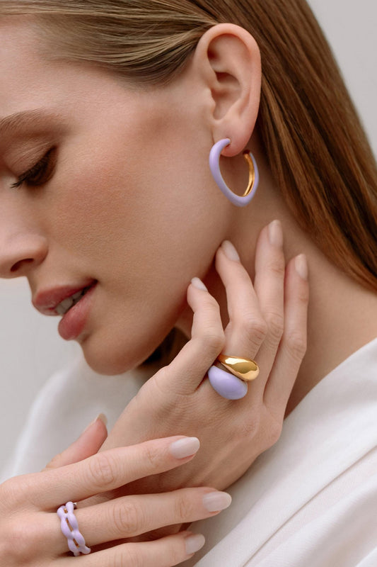 Gold Plated Handcrafted Enameled Hoop Earrings
