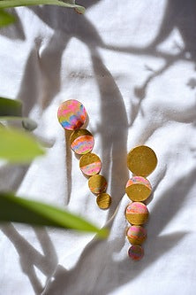 Gold Plated Enameled Earrings