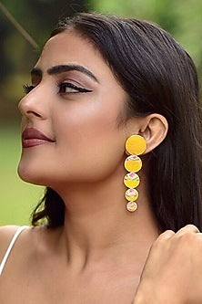 Gold Plated Enameled Earrings