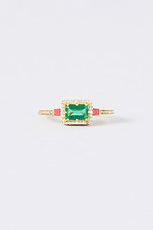 Gold Plated Green Zircon Stud Earrings