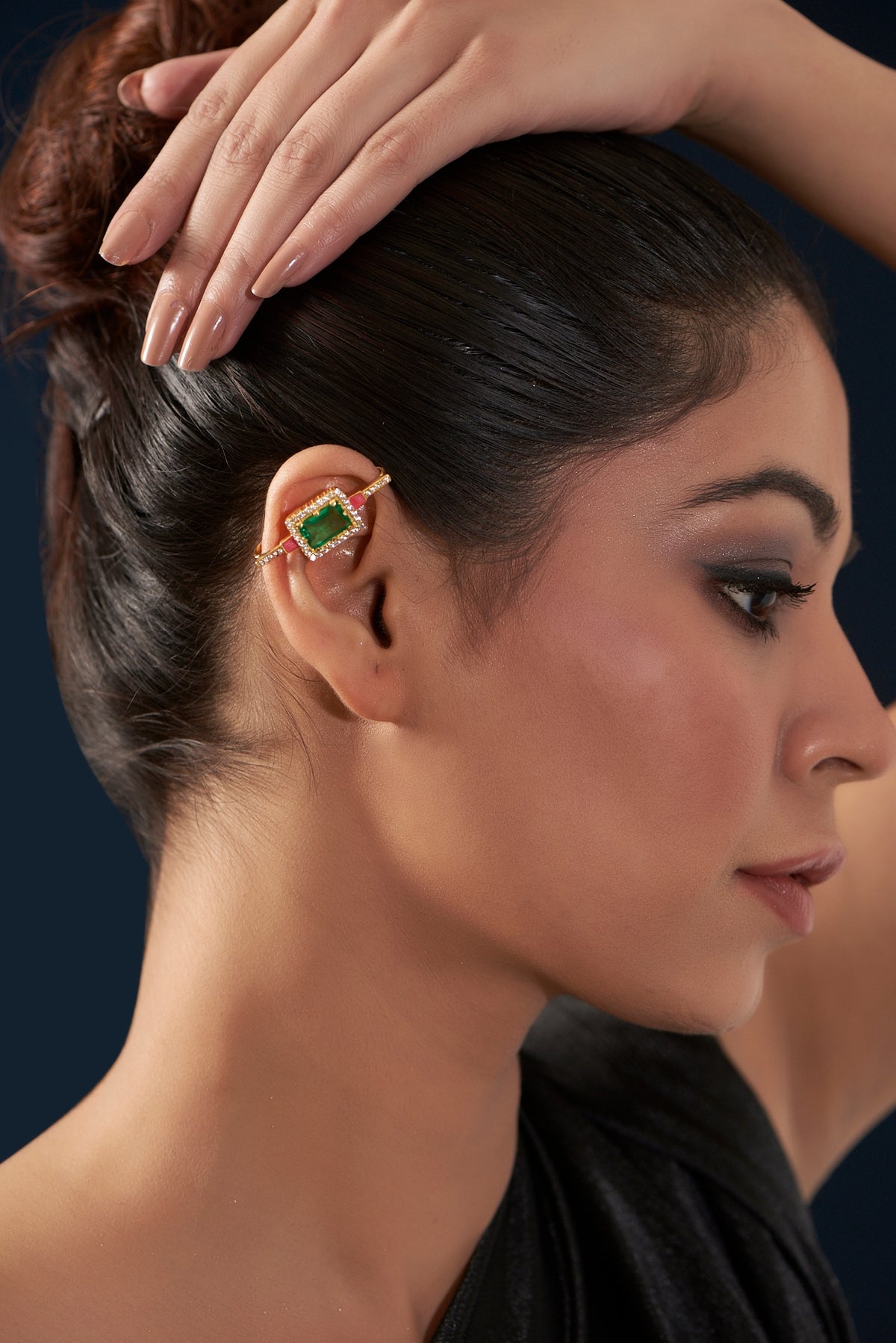 Gold Plated Green Zircon Stud Earrings