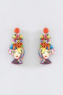 Gold Plated Handmade Floral Dangler Earrings