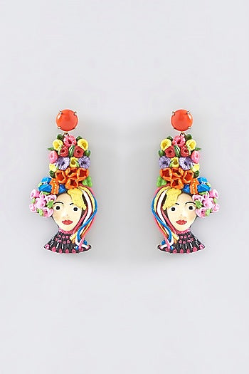 Gold Plated Handmade Floral Dangler Earrings