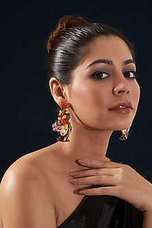 Gold Plated Handmade Floral Dangler Earrings