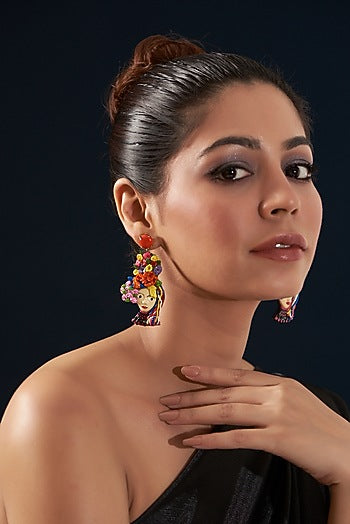 Gold Plated Handmade Floral Dangler Earrings