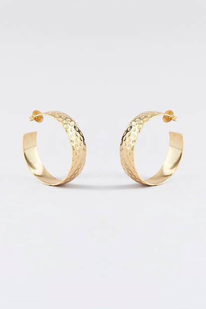 Gold Plated Textured Hoop Earrings