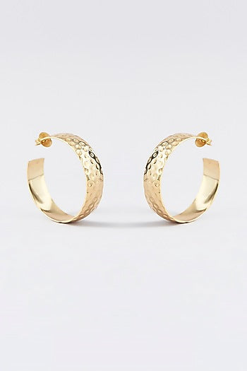 Gold Plated Textured Hoop Earrings