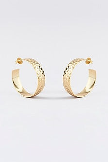 Gold Plated Textured Hoop Earrings