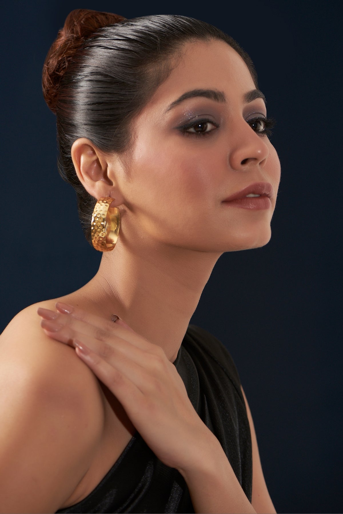 Gold Plated Textured Hoop Earrings