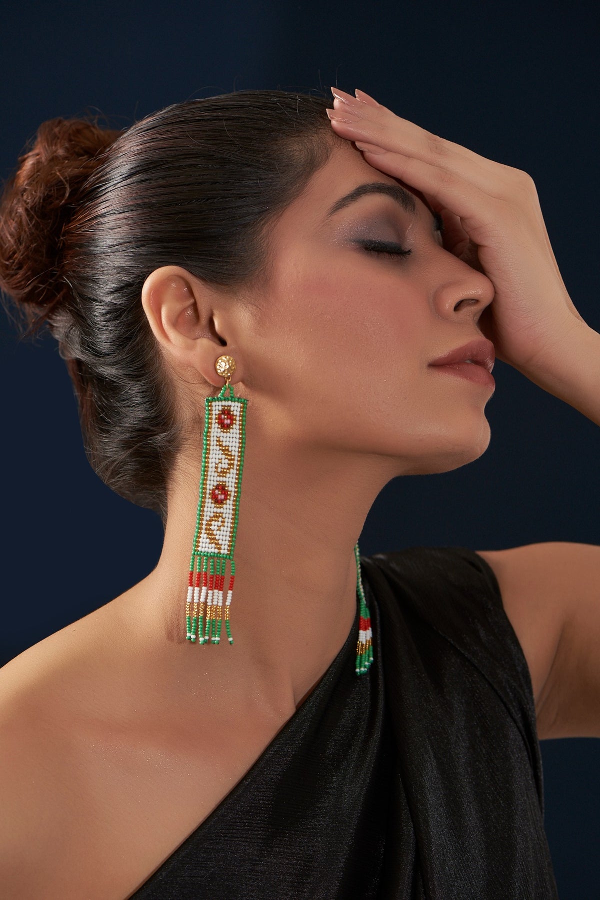 Gold Plated Beaded Dangler Earrings