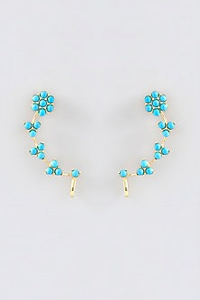 Gold Plated Turquoise Stone Crawler Earrings
