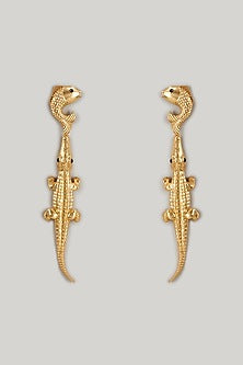 Gold Finish Alligator Kiki Dangler Earrings