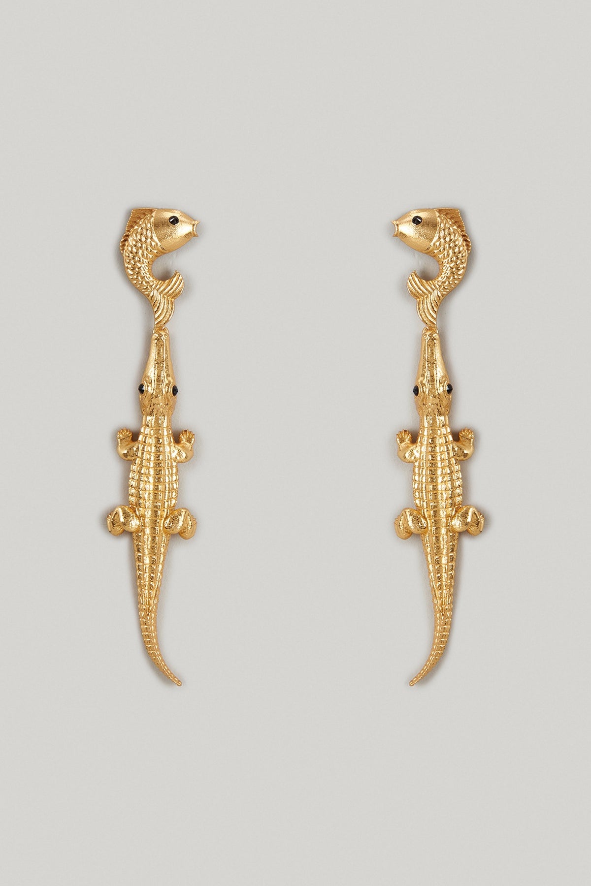 Gold Finish Alligator Kiki Dangler Earrings