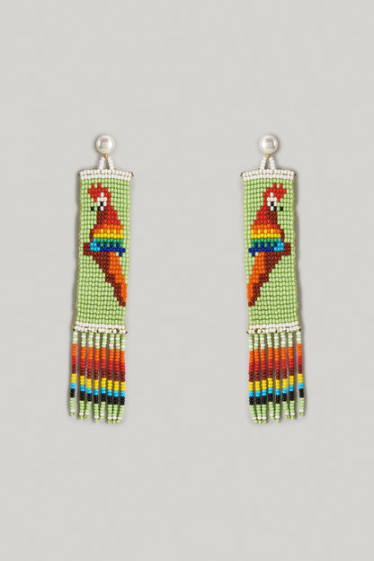 Gold Finish Beaded & Pearl Dangler Earrings