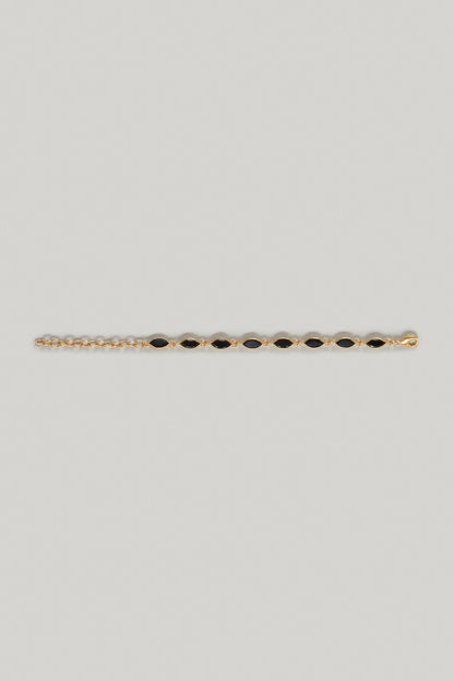Gold Finish Black Stone Bracelet
