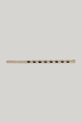 Gold Finish Black Stone Bracelet