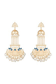 Gold Finish Pearl Dangler Earrings