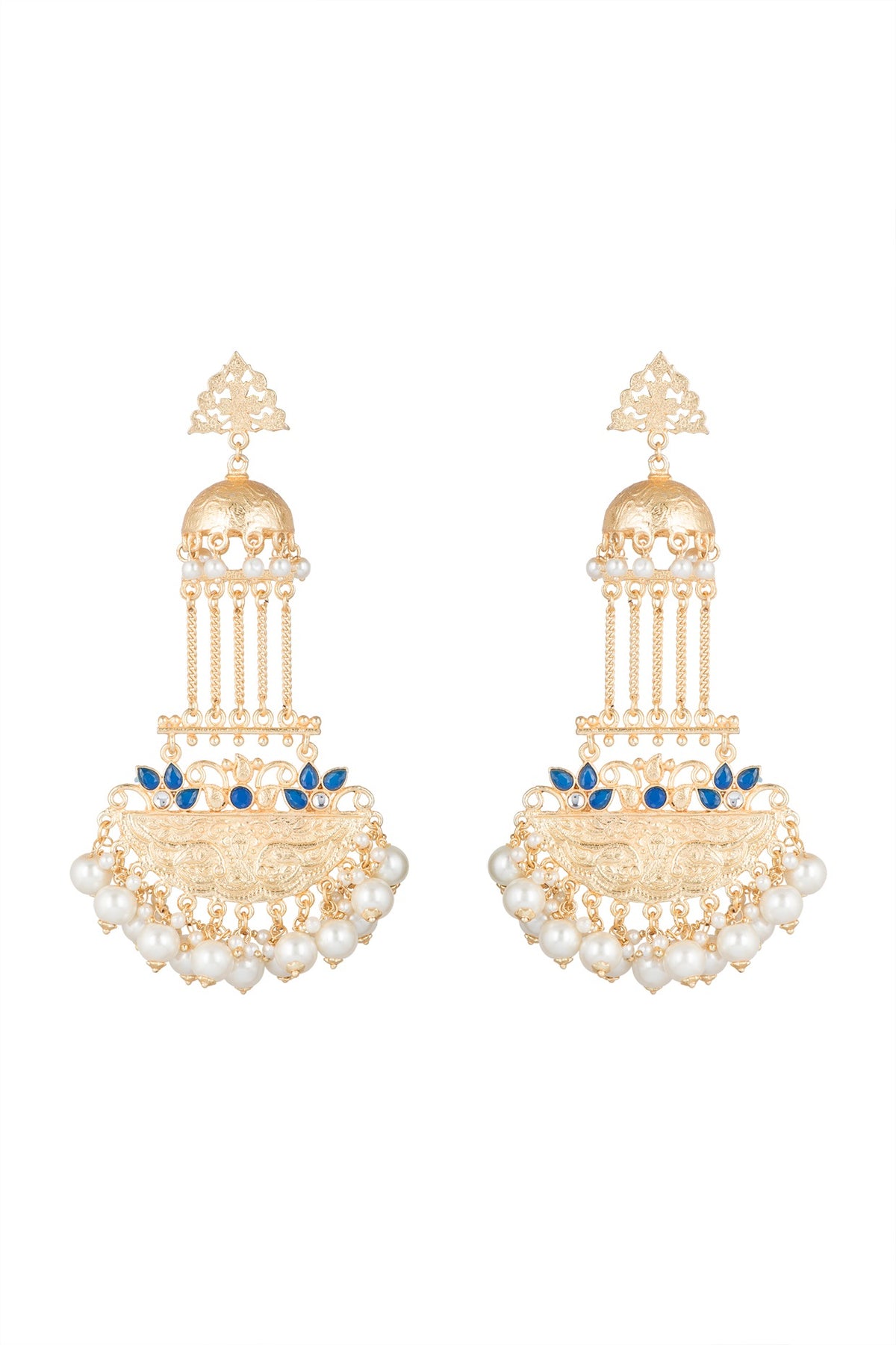 Gold Finish Pearl Dangler Earrings