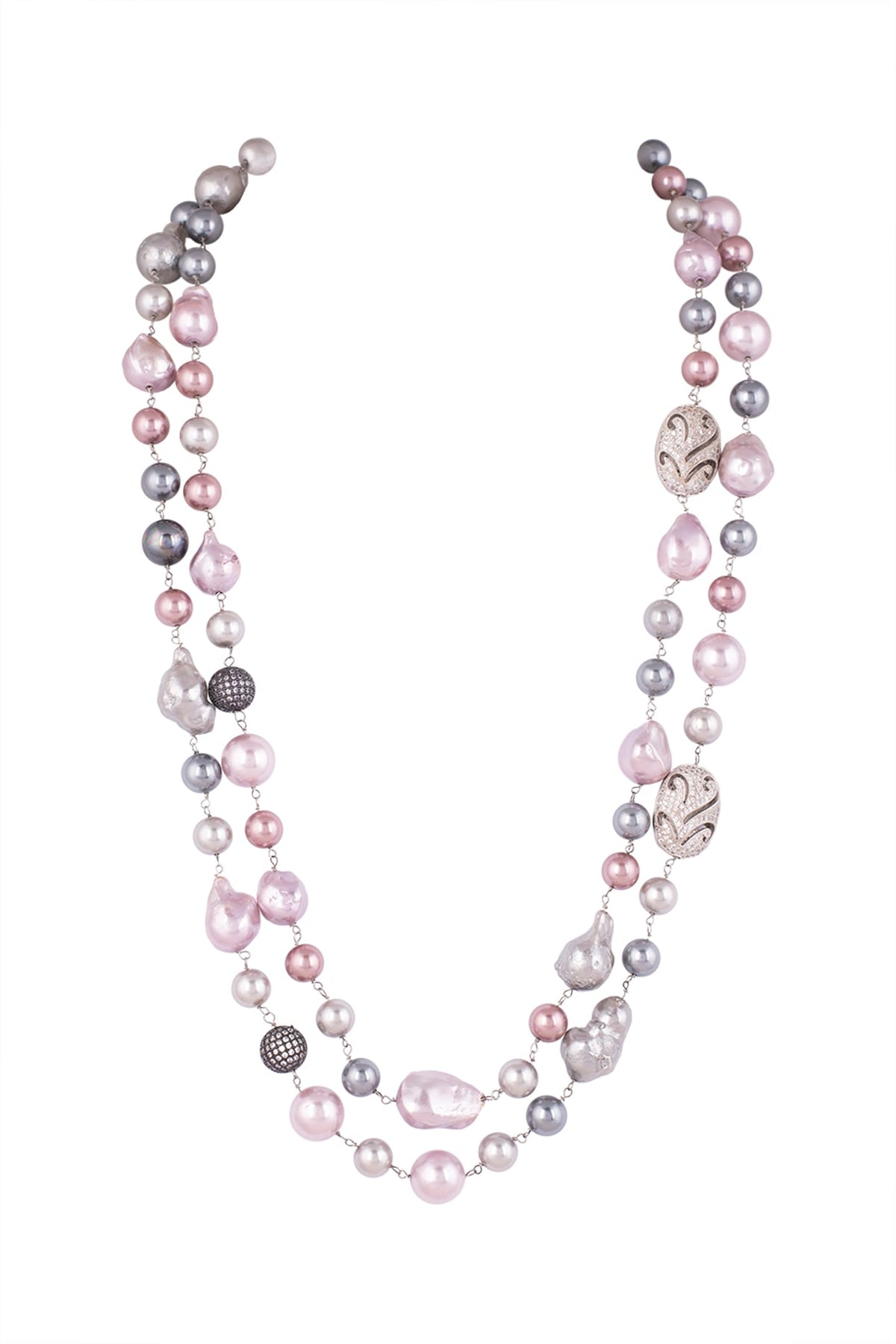 Pink & Grey Layered Mala Necklace