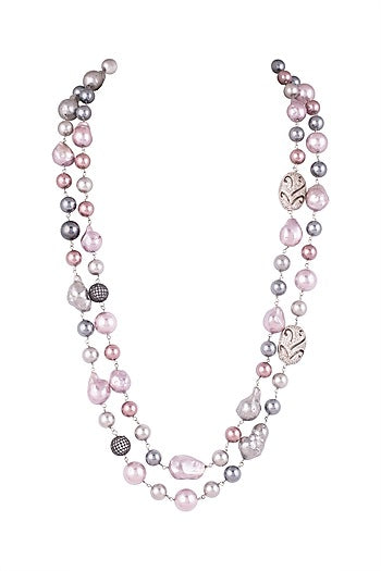 Pink & Grey Layered Mala Necklace