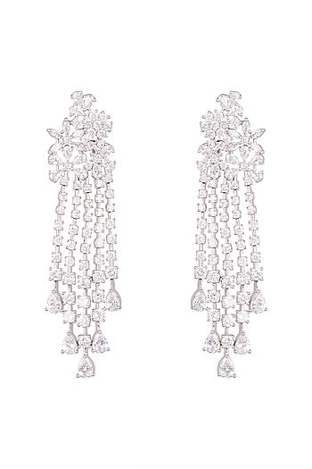 White Finish Zircon Dangler Earrings