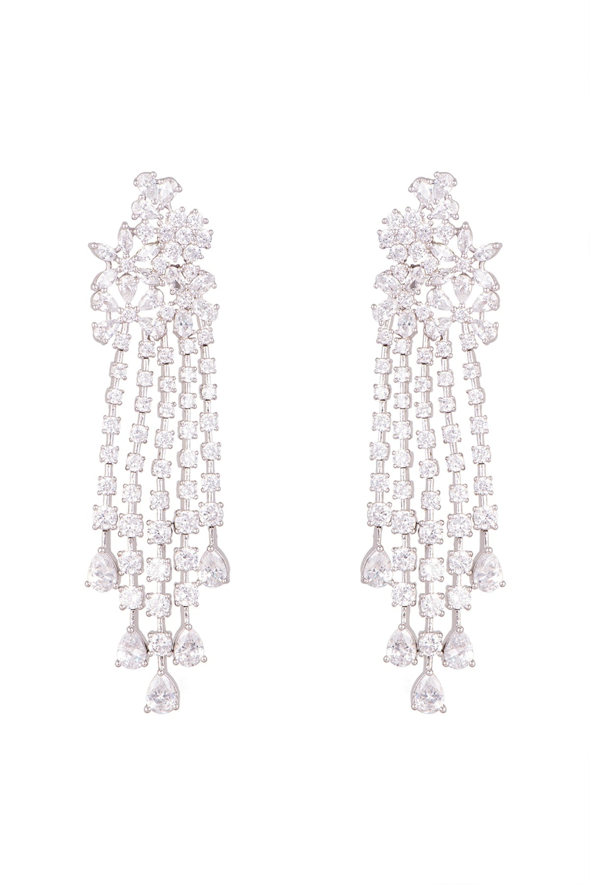 White Finish Zircon Dangler Earrings
