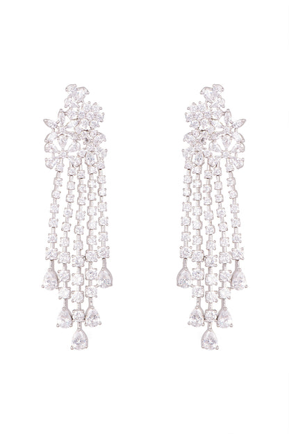 White Finish Zircon Dangler Earrings