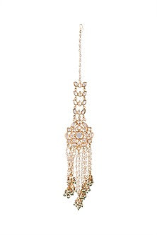 Gold Finish Kundan Long Chandelier Earrings