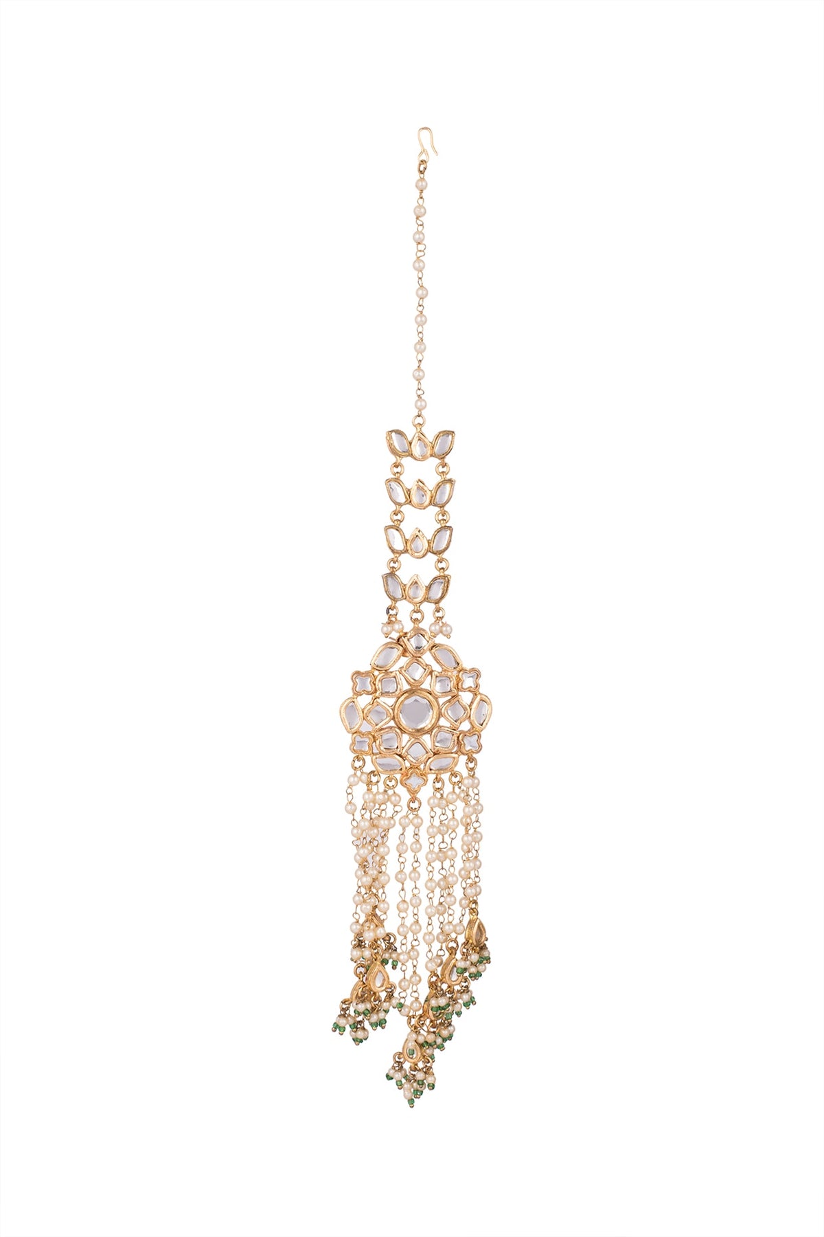 Gold Finish Kundan Long Chandelier Earrings